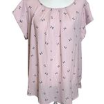 Pink Plus Size Blouse Navy Bows Cap Sleeves 2X Coquette Lightweight Baby Shower Photo 0