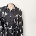 ZARA [] Black Zebra Novelty Print Belted Shirt Dress Midi Blogger Fave Sz Large L Photo 7