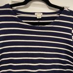 J.Crew  Size M Navy Blue White Stripe Cotton Long Sleeve Pullover Shirt Dress Photo 1