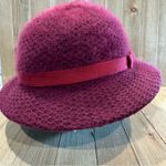 Vintage Wool and Angora Hat Burgundy with Wine Knit‎ Band and Bow Detail Purple Photo 3