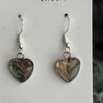 Handmade Acrylic Pour Heart Earrings Dangle Hypoallergenic Jewelry Holiday Gift Photo 2