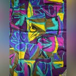 Vintage purple fringe abstract print large head wrap scarf Green Photo 4