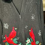 Heirloom Collectibles Zip Up Faux Fur Detachable Collar Cardinals Sweater Size L Black Size L Photo 6