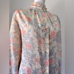 Vintage ‘80s Inner Visions by Ship ‘n Shore Cream Floral Print High Neck Blouse Pink Size L Photo 3