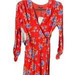 ZARA Red Floral Wrap Dress Photo 0
