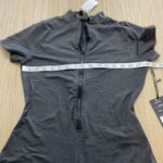 Love University Women Gray CATSUIT ROMPER JUMPSUIT Medium Cap Sleeve Zip Up New Photo 4