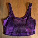 House of Harlow Eggplant Wine Satin Shimmer Cropped Bustier Top, Size M, NWOT Photo 3