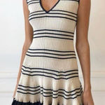 Alice McCALL Frenchie Striped Mini Dress Nude Ink Blue Gold Women’s Size 4 | XS Photo 0