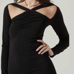 ASTR NWT the Label Black Long Sleeve Fitted Dress Cut Out Knotted Neckline Med Photo 1
