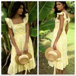 Monsoon  and Beyond Sofia Dress Yellow Floral Sleeveless Midi Dress Women’s Large Photo 1