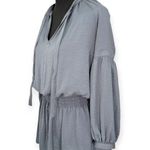 Lucky Brand | XS | Gun Metal Matte Satin Drop Waist Tie Detail V-Neckline Dress Photo 6