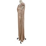 Tadashi Shoji Off-the-Shoulder Sequined Gown Champagne Rose Gold Size XL Photo 6