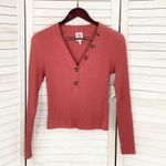 Self Esteem  Ribbed Knit V Neck Crop Shirt‎ Spice Orange Medium Photo 6