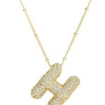 Letter H Initial Zircon Balloon Necklace Gold Photo 0