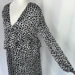 One One Six New Ruffle Bodice Dress V-Neck Long Sleeve Animal Print Black Grey White Photo 7