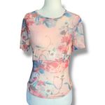 superdown Simona Sheer Pastel Short Sleeve Top Floral Multi Size Small Y2K Photo 4