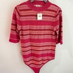Free People NWT Intimately Free Winter Warmer Bodysuit Pink Fair Isle Medium Photo 0