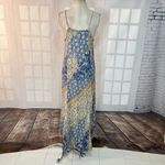 Free People Intimately Blue Lace Up Mixed Print Boho Chic Maxi Dress Size Medium Photo 7