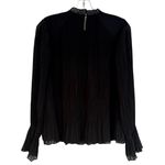DR2 Daniel Rainn Belen Plisse Long Sleeve Top Blouse Women's Small Black Career Photo 8