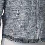 Banana Republic Women's White Black Tweed Fringe Short Zip Front Blazer Size 0 Photo 12