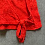 Madewell  Texture & Thread Red Tie Front Short Sleeve Tee Photo 4