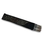 Chico's Beaded Fringe Scarf Semi Sheer Black Brown Tiger Stripe Approx 56"x6" Photo 6