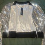 Allegra K NWT  Metallic Bomber Jacket Womens‎ Large Sequins Festival Full Zip NEW Photo 8