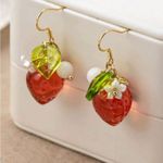 Strawberry Flower Earrings Red Photo 2
