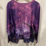 Gloria Vanderbilt Purple witchy spooky haunted halloween bling bling haunted pumpkin patch top nwt Photo 3