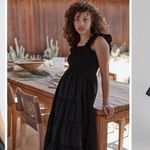 Quince NWT Smocked Midi Dress Black Women's Size XS (100% Organic Cotton) Photo 2