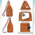 Sling Bag for Women Faux Leather Fanny Pack Detachable Strap Crossbody Bag FC1 Brown Photo 9