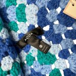 AQUA  Acrylic Granny Square Crochet Bucket Beanie Hat Blue Green Cozy Festival Photo 4