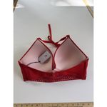 Women's Elastic Trim Triangle Bikini Top Shade & Shore Red size 38D Halter New Photo 12