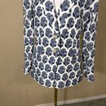 J.Crew Helena Blazer in Blue Bouquet Block Print Chelsea Linen-Blend Sz 2 Boho Photo 2