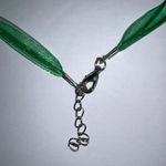 Murano Glass Heart Pendant Necklace Clear Green Pink Gold Hand Painted Flower Photo 6