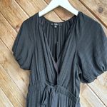 Lulus black midi ruffle puff sleeve v neck dress size medium new NWT Photo 1