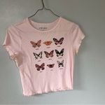 Awake Butterfly Short Sleeve Crop Top Pink Large Photo 1