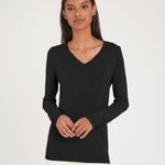 Cuyana  Wool Cashmere Black Vneck Sweater L Photo 4