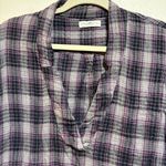 Natural Life Plaid Gauze Cotton Popover Top Purple Gray Photo 6