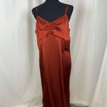 Melrose and Market #250  Ruched Satin Slip Dress in Rust Henna Photo 7
