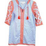 Gretchen Scott Designs Blue Striped Odessa Embroidered Tunic Dress With … Size L Photo 1