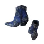 Donald Pliner Western Ocean Suede Crush Metallic Leather Boot Shoe $625 NWT Blue Size 5.5 Photo 10