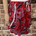 Shosho plus size red paisley print shorts w/ hanging ball tassels / 3X / EUC Photo 4
