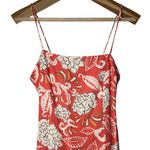 ZARA printed patterned strappy Coral Orange and White Floral Midi Dress Photo 3