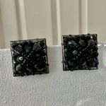 Liz Claiborne  black square cluster beaded clip earrings Photo 8