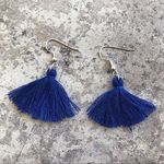 Handmade Tassel Earrings Silver Navy Blue Boho Festival USA Feminine Photo 3