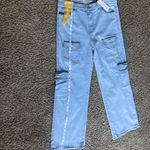 VIP Jeans Light Wash Wide Leg Cargo Pants Size 15/32 Black Photo 7