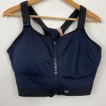 SHEFIT 6Luxe Low Impact Navy Blue Sports Bra Adjustable Zip Front Activewear Size 48 F / DDD Photo 0