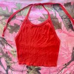 Urban Outfitters orange red halter crop top neck tie Photo 0