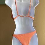 Swimsuit two piece bikini set textured peach apricot color size small xs coral Photo 1